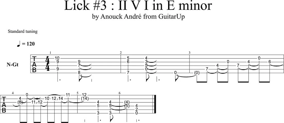 Lick 3 GuitarUp en mi mineur